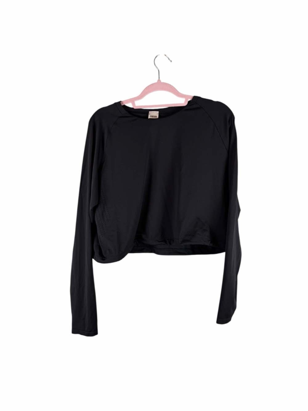 Gymshark Black Cropped Long Sleeve Workout Training Top Size XXL